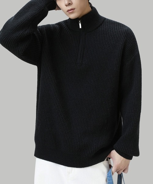 TOBEE（トゥビー）の「【TOBEE】オーバーサイズ ハーフジップ ニットセーター（ニット/セーター・メンズ・ホワイト/ダークグレー/オートミール/ブラック・MEDIUM/X-LARGE/LARGE）」の22枚目の写真