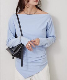 Tシャツ/カットソー（ブルー・ネイビー/青色系・オフショルダー