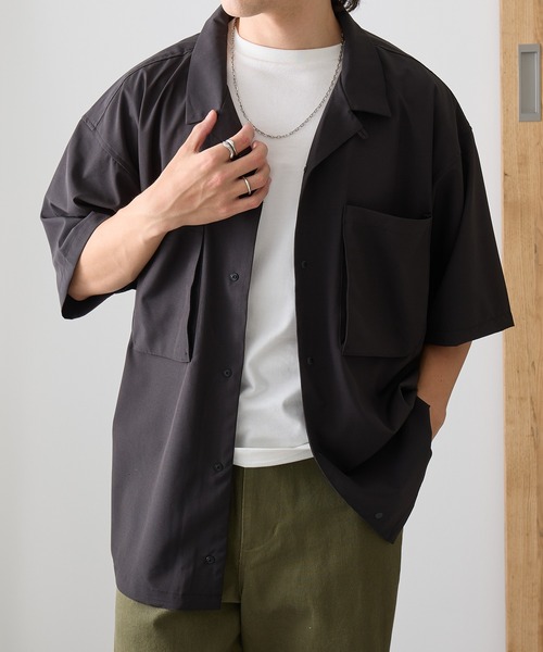 WILD THINGS(ワイルドシングス)の「【WILD THINGS】OPEN COLLAR POCKET SHIRT / WT26041AD(シャツ/ブラウス・メンズ・グレー/ブラック・M/S/XL/L)」の4枚目の写真