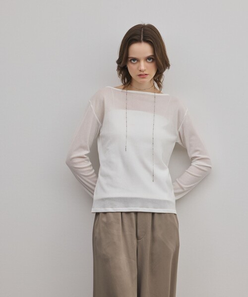 Diagram(ダイアグラム)の「シアーレイヤードカットトップ(Tシャツ/カットソー・レディース・ホワイト/ブラック・36)」の6枚目の写真