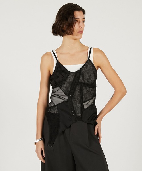 PRANK PROJECT（プランクプロジェクト）の「【2026Spring Pre-Order】ランジェリーコラージュトップ / Lingerie Collage Top（キャミソール・レディース・ブラック/アイボリー・FREE）」の20枚目の写真