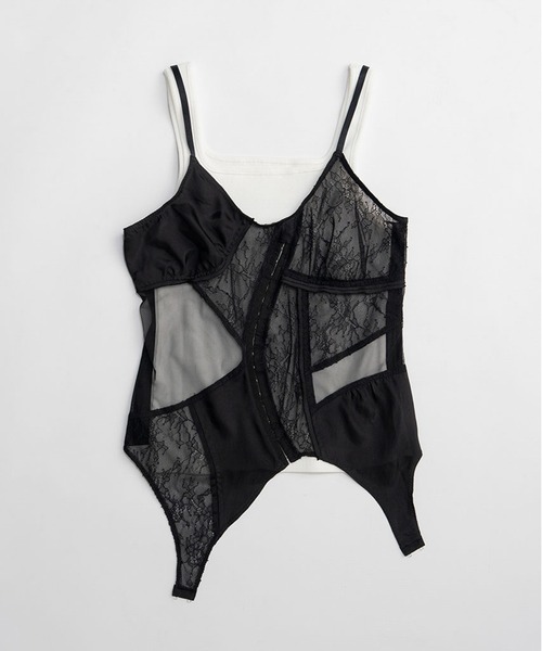 PRANK PROJECT（プランクプロジェクト）の「【2026Spring Pre-Order】ランジェリーコラージュトップ / Lingerie Collage Top（キャミソール・レディース・ブラック/アイボリー・FREE）」の3枚目の写真