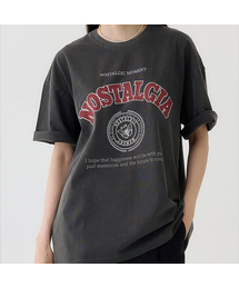 BUBBLPIECE（バブルピース）の「ノスタルジアピグメントTシャツ_チャコールレッド（Tシャツ/カットソー）」
