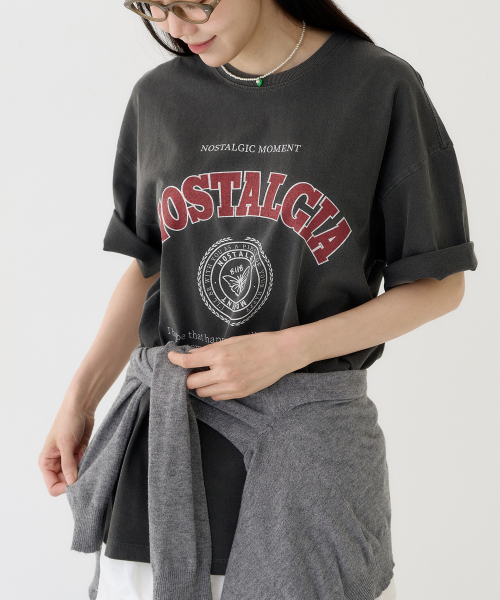 BUBBLPIECE(バブルピース)の「ノスタルジアピグメントTシャツ_チャコールレッド(Tシャツ/カットソー・レディース・その他・MEDIUM/LARGE)」の2枚目の写真