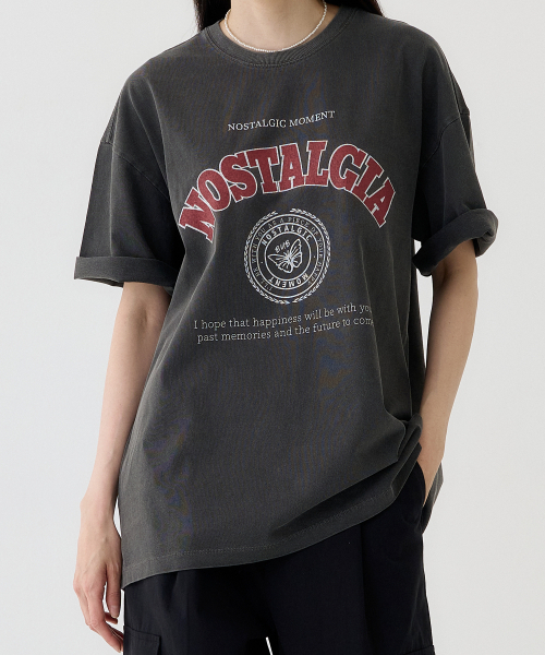 BUBBLPIECE(バブルピース)の「ノスタルジアピグメントTシャツ_チャコールレッド(Tシャツ/カットソー・レディース・その他・MEDIUM/LARGE)」の3枚目の写真