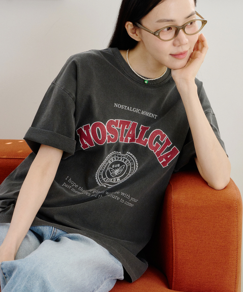 BUBBLPIECE(バブルピース)の「ノスタルジアピグメントTシャツ_チャコールレッド(Tシャツ/カットソー・レディース・その他・MEDIUM/LARGE)」の4枚目の写真