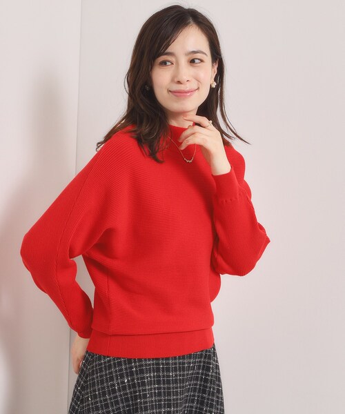 ITS'DEMO(イッツデモ)の「【手洗い可】リブドルマンハイネックニット(ニット/セーター・レディース・ブラック/サックスブルー/オフホワイト/パープル系/ワインレッド・00)」の1枚目の写真