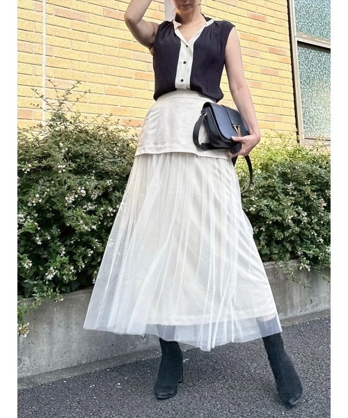Day and Grade(デイアンドグレイド)の「【真山景子セレクト】異素材レイヤードスカート(スカート・レディース・アイボリー/キャメル・FREE)」の1枚目の写真