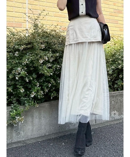 Day and Grade(デイアンドグレイド)の「【真山景子セレクト】異素材レイヤードスカート(スカート・レディース・アイボリー/キャメル・FREE)」の14枚目の写真