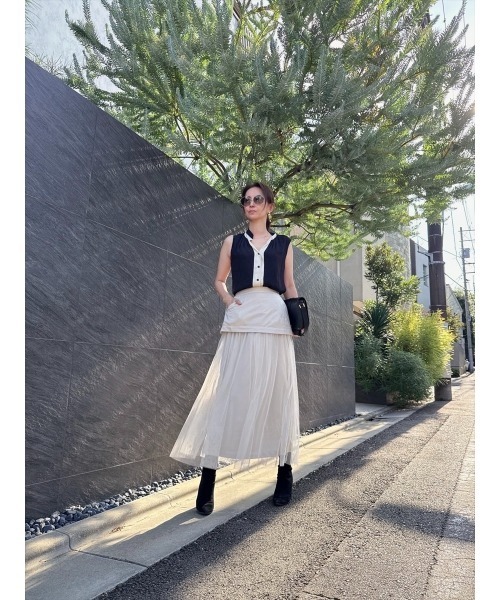 Day and Grade(デイアンドグレイド)の「【真山景子セレクト】異素材レイヤードスカート(スカート・レディース・アイボリー/キャメル・FREE)」の16枚目の写真
