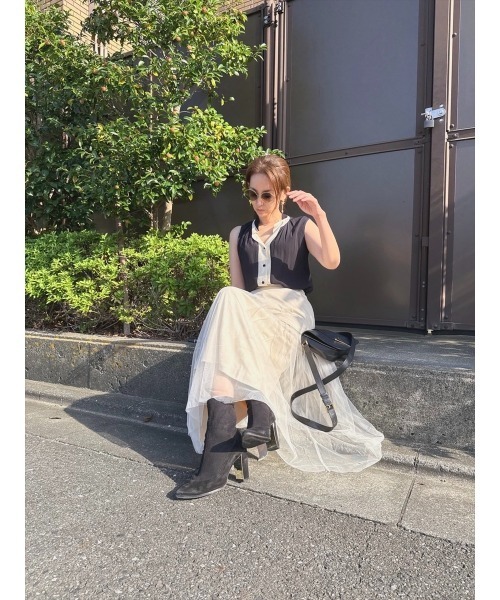 Day and Grade(デイアンドグレイド)の「【真山景子セレクト】異素材レイヤードスカート(スカート・レディース・アイボリー/キャメル・FREE)」の8枚目の写真