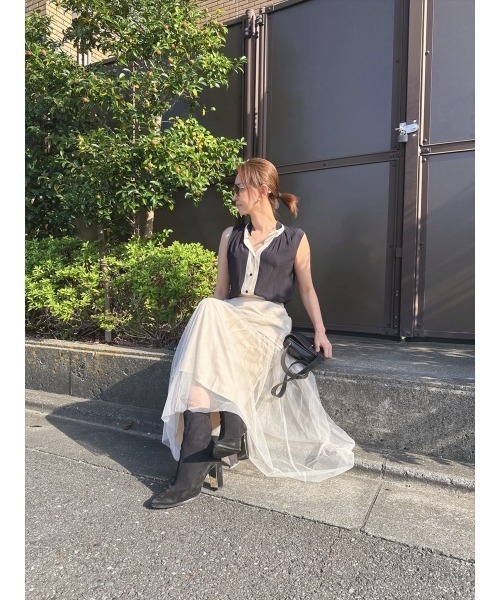 Day and Grade(デイアンドグレイド)の「【真山景子セレクト】異素材レイヤードスカート(スカート・レディース・アイボリー/キャメル・FREE)」の9枚目の写真