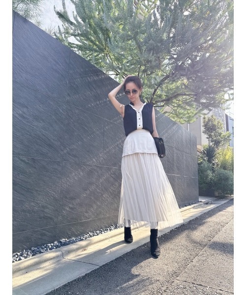 Day and Grade(デイアンドグレイド)の「【真山景子セレクト】異素材レイヤードスカート(スカート・レディース・アイボリー/キャメル・FREE)」の11枚目の写真