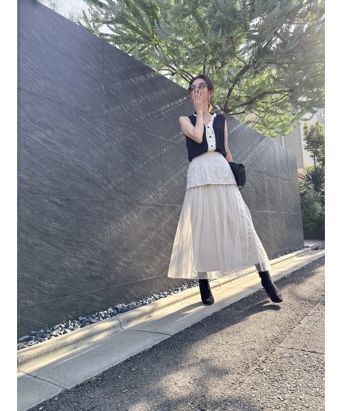 Day and Grade(デイアンドグレイド)の「【真山景子セレクト】異素材レイヤードスカート(スカート・レディース・アイボリー/キャメル・FREE)」の12枚目の写真