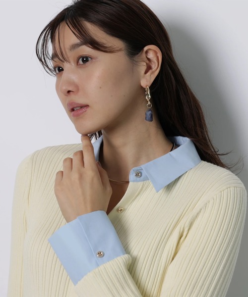 配色シャツカラー長袖ニット（ニット/セーター）｜JUSGLITTY（ジャス