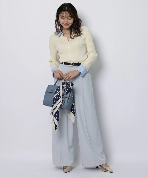 JUSGLITTY(ジャスグリッティー)の「配色シャツカラー長袖ニット(ニット/セーター・レディース・グレイッシュベージュ/ライトイエロー/ブラック系その他/ネイビー・2)」の8枚目の写真