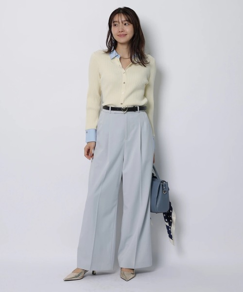 JUSGLITTY(ジャスグリッティー)の「配色シャツカラー長袖ニット(ニット/セーター・レディース・グレイッシュベージュ/ライトイエロー/ブラック系その他/ネイビー・2)」の9枚目の写真