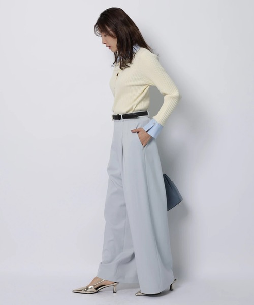 JUSGLITTY(ジャスグリッティー)の「配色シャツカラー長袖ニット(ニット/セーター・レディース・グレイッシュベージュ/ライトイエロー/ブラック系その他/ネイビー・2)」の10枚目の写真