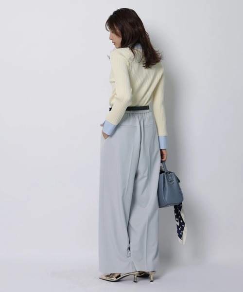 JUSGLITTY(ジャスグリッティー)の「配色シャツカラー長袖ニット(ニット/セーター・レディース・グレイッシュベージュ/ライトイエロー/ブラック系その他/ネイビー・2)」の11枚目の写真