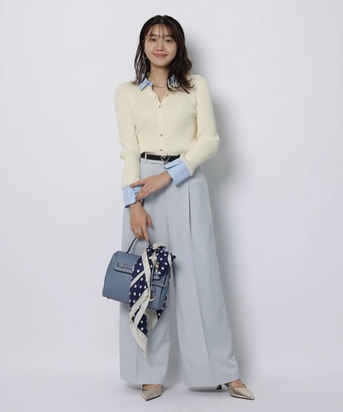 JUSGLITTY(ジャスグリッティー)の「配色シャツカラー長袖ニット(ニット/セーター・レディース・グレイッシュベージュ/ライトイエロー/ブラック系その他/ネイビー・2)」の12枚目の写真