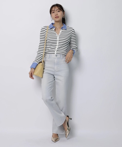 JUSGLITTY(ジャスグリッティー)の「配色シャツカラー長袖ニット(ニット/セーター・レディース・グレイッシュベージュ/ライトイエロー/ブラック系その他/ネイビー・2)」の16枚目の写真