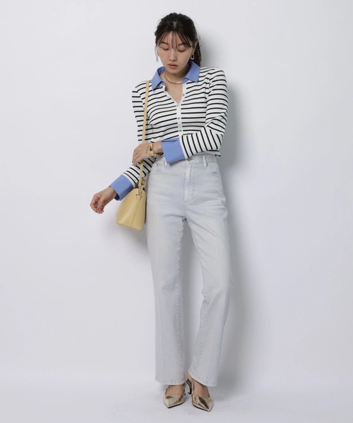 JUSGLITTY(ジャスグリッティー)の「配色シャツカラー長袖ニット(ニット/セーター・レディース・グレイッシュベージュ/ライトイエロー/ブラック系その他/ネイビー・2)」の17枚目の写真