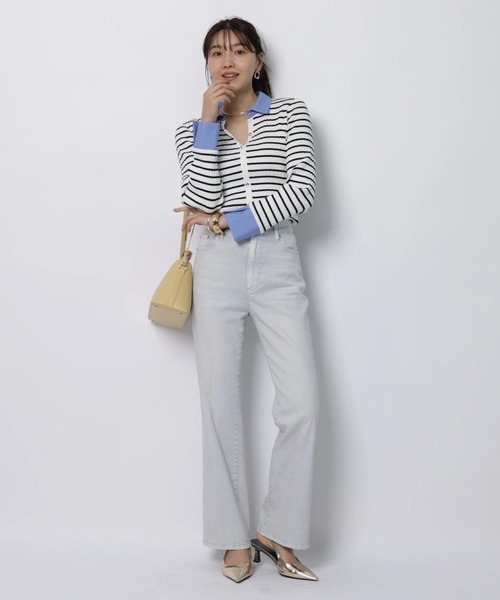 JUSGLITTY(ジャスグリッティー)の「配色シャツカラー長袖ニット(ニット/セーター・レディース・グレイッシュベージュ/ライトイエロー/ブラック系その他/ネイビー・2)」の18枚目の写真