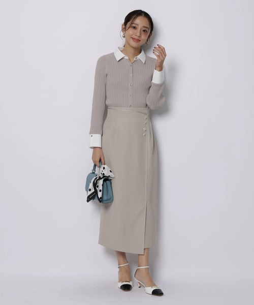 配色シャツカラー長袖ニット（ニット/セーター）｜JUSGLITTY（ジャス