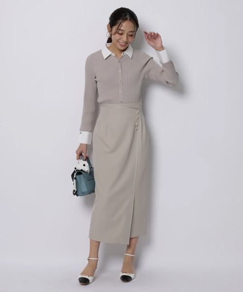 配色シャツカラー長袖ニット（ニット/セーター）｜JUSGLITTY（ジャス