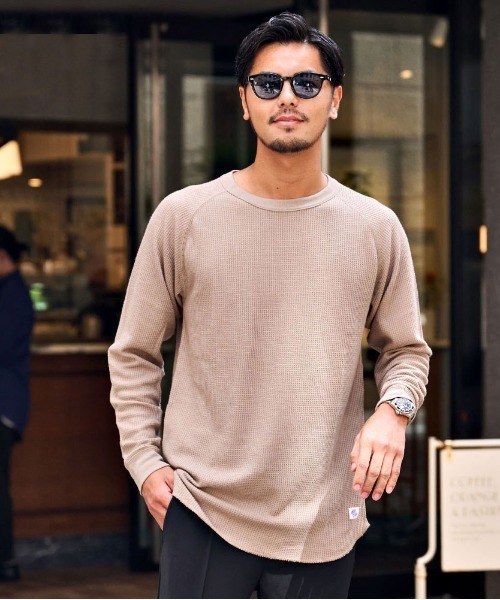 SILVER BULLET(シルバーバレット)の「『JEMORGAN LONG JOHNS/ジェーイーモーガンロングジョーンズ』CVCワッフルフルラグラン長袖Tシャツ【+】(Tシャツ/カットソー・メンズ・ダークベージュ/ブラック/杢グレー/ネイビー/ホワイト・XL/L/M)」の4枚目の写真