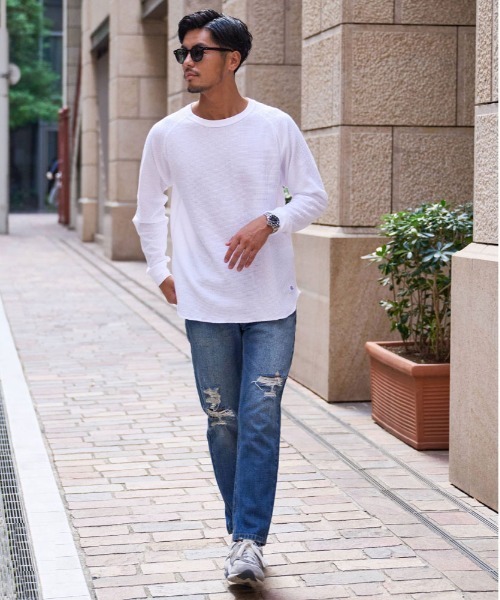 SILVER BULLET(シルバーバレット)の「『JEMORGAN LONG JOHNS/ジェーイーモーガンロングジョーンズ』CVCワッフルフルラグラン長袖Tシャツ【+】(Tシャツ/カットソー・メンズ・ダークベージュ/ブラック/杢グレー/ネイビー/ホワイト・XL/L/M)」の6枚目の写真