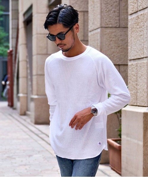 SILVER BULLET(シルバーバレット)の「『JEMORGAN LONG JOHNS/ジェーイーモーガンロングジョーンズ』CVCワッフルフルラグラン長袖Tシャツ【+】(Tシャツ/カットソー・メンズ・ダークベージュ/ブラック/杢グレー/ネイビー/ホワイト・XL/L/M)」の7枚目の写真
