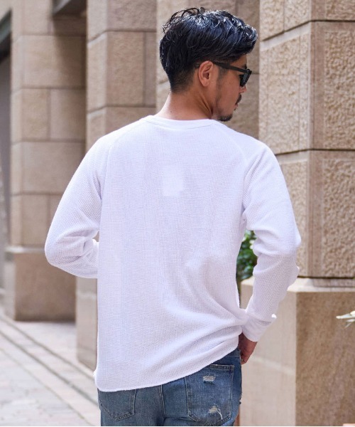 SILVER BULLET(シルバーバレット)の「『JEMORGAN LONG JOHNS/ジェーイーモーガンロングジョーンズ』CVCワッフルフルラグラン長袖Tシャツ【+】(Tシャツ/カットソー・メンズ・ダークベージュ/ブラック/杢グレー/ネイビー/ホワイト・XL/L/M)」の8枚目の写真