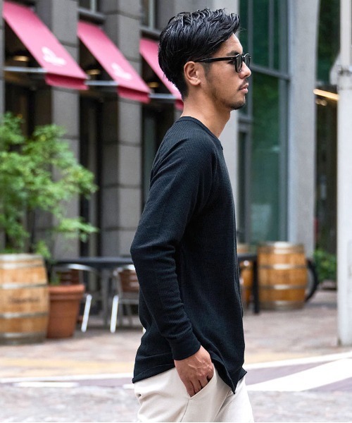 SILVER BULLET(シルバーバレット)の「『JEMORGAN LONG JOHNS/ジェーイーモーガンロングジョーンズ』CVCワッフルフルラグラン長袖Tシャツ【+】(Tシャツ/カットソー・メンズ・ダークベージュ/ブラック/杢グレー/ネイビー/ホワイト・XL/L/M)」の10枚目の写真