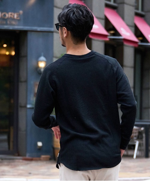 SILVER BULLET(シルバーバレット)の「『JEMORGAN LONG JOHNS/ジェーイーモーガンロングジョーンズ』CVCワッフルフルラグラン長袖Tシャツ【+】(Tシャツ/カットソー・メンズ・ダークベージュ/ブラック/杢グレー/ネイビー/ホワイト・XL/L/M)」の11枚目の写真