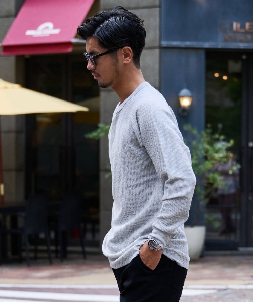 SILVER BULLET(シルバーバレット)の「『JEMORGAN LONG JOHNS/ジェーイーモーガンロングジョーンズ』CVCワッフルフルラグラン長袖Tシャツ【+】(Tシャツ/カットソー・メンズ・ダークベージュ/ブラック/杢グレー/ネイビー/ホワイト・XL/L/M)」の13枚目の写真