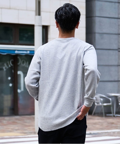 SILVER BULLET(シルバーバレット)の「『JEMORGAN LONG JOHNS/ジェーイーモーガンロングジョーンズ』CVCワッフルフルラグラン長袖Tシャツ【+】(Tシャツ/カットソー・メンズ・ダークベージュ/ブラック/杢グレー/ネイビー/ホワイト・XL/L/M)」の14枚目の写真