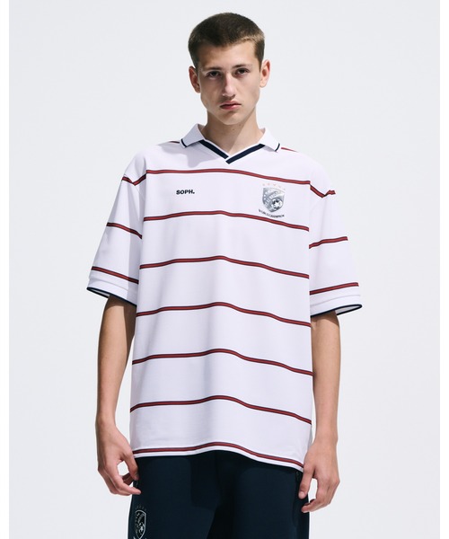 F.C.Real Bristol（エフシーレアルブリストル）の「CHAMPIONS BORDER S/S GAME SHIRT（ポロシャツ・メンズ・ブラック/ホワイト/イエロー・X-LARGE/LARGE/MEDIUM/SMALL/XX-LARGE）」の4枚目の写真