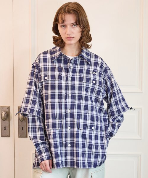 WaiKei(ワイケイ)の「レイヤードチェックシャツネイビー(シャツ/ブラウス・レディース・その他・1/3/2)」の4枚目の写真