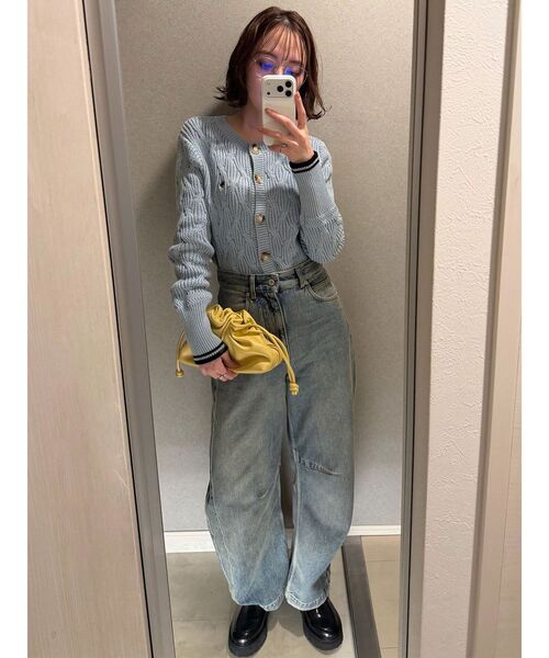 POLO BCS（ポロ ビーシーエス）の「【POLO BCSコラボ】コットンケーブルニットカーディガンスカートセットアップ（ワンピース・レディース・ホワイト/ライトブルー/ブラウン・MEDIUM/SMALL）」の12枚目の写真