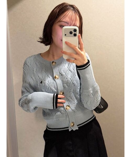 POLO BCS（ポロ ビーシーエス）の「【POLO BCSコラボ】コットンケーブルニットカーディガンスカートセットアップ（ワンピース・レディース・ホワイト/ライトブルー/ブラウン・MEDIUM/SMALL）」の13枚目の写真