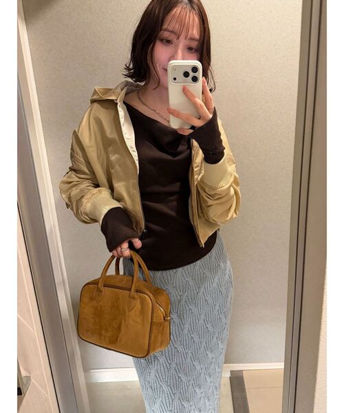 POLO BCS（ポロ ビーシーエス）の「【POLO BCSコラボ】コットンケーブルニットカーディガンスカートセットアップ（ワンピース・レディース・ホワイト/ライトブルー/ブラウン・MEDIUM/SMALL）」の15枚目の写真