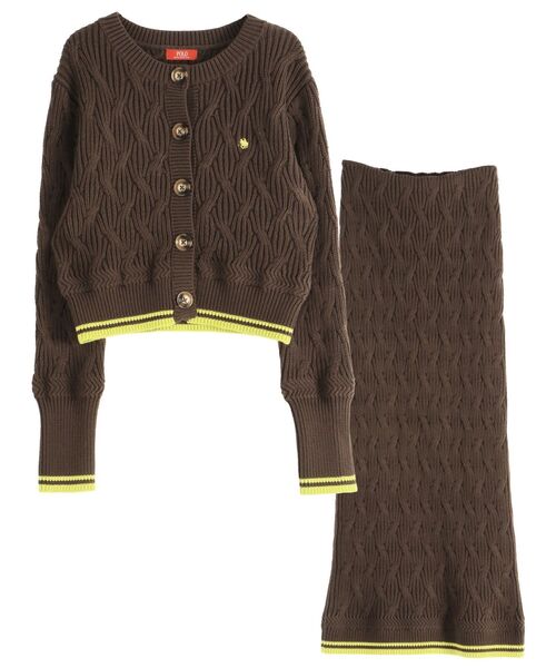 POLO BCS(ポロ ビーシーエス)の「【POLO BCSコラボ】コットンケーブルニットカーディガンスカートセットアップ(ワンピース・レディース・ホワイト/ライトブルー/ブラウン・MEDIUM/SMALL)」の8枚目の写真