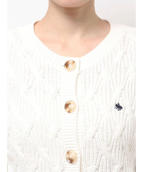 POLO BCS（ポロ ビーシーエス）の「【POLO BCSコラボ】コットンケーブルニットカーディガンスカートセットアップ（ワンピース・レディース・ホワイト/ライトブルー/ブラウン・MEDIUM/SMALL）」の22枚目の写真