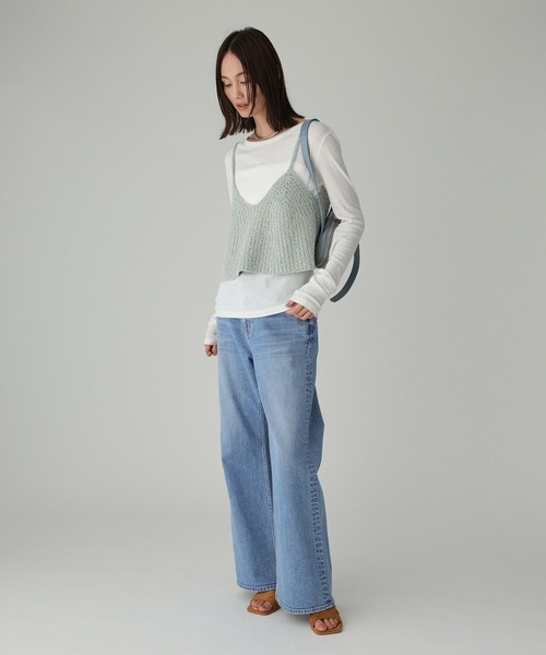 BABYLONE（バビロン）の「ツイードライクニットキャミ（キャミソール・レディース・ベージュ/ブルー・フリー）」の4枚目の写真