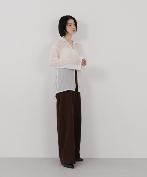 select MOCA（セレクトモカ）の「ハイウエストコットンカーブシルエットパンツ（その他パンツ・レディース・グレー/ホワイト/ブラウン・MEDIUM/LARGE）」の4枚目の写真