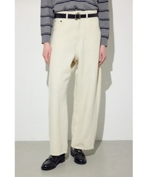 【身長/骨格別着用画像あり】コットンリネンカーブワイドパンツ 春服 秋服 ルーズシルエット 体系カバー