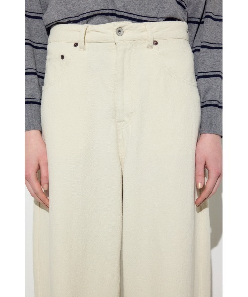 AZUL by moussy（アズールバイマウジー）の「【身長/骨格別着用画像あり】コットンリネンカーブワイドパンツ　春服　秋服　ルーズシルエット　体系カバー（スラックス・レディース・ブラック/ベージュ/アイボリー・MEDIUM/SMALL）」の8枚目の写真