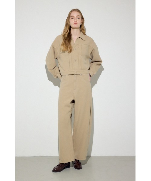 AZUL by moussy（アズールバイマウジー）の「【身長/骨格別着用画像あり】コットンリネンカーブワイドパンツ　春服　秋服　ルーズシルエット　体系カバー（スラックス・レディース・ブラック/ベージュ/アイボリー・MEDIUM/SMALL）」の20枚目の写真