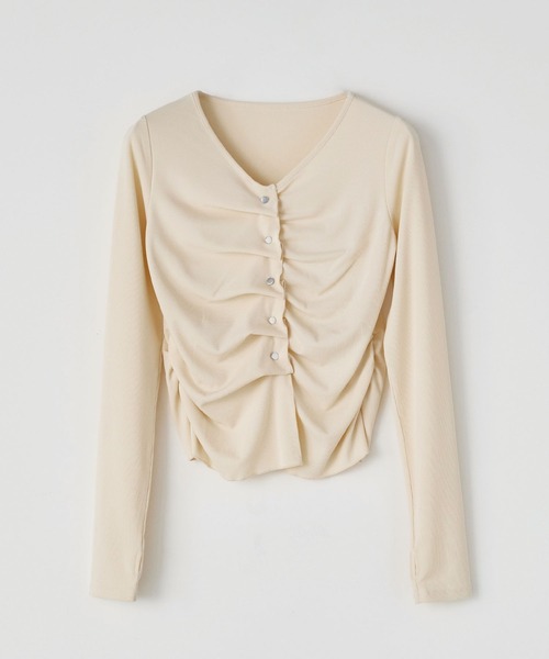 Elishe(エリシェ)の「フロントタックボタントップス(Tシャツ/カットソー・レディース・アイボリー/ブラック・FREE)」の14枚目の写真